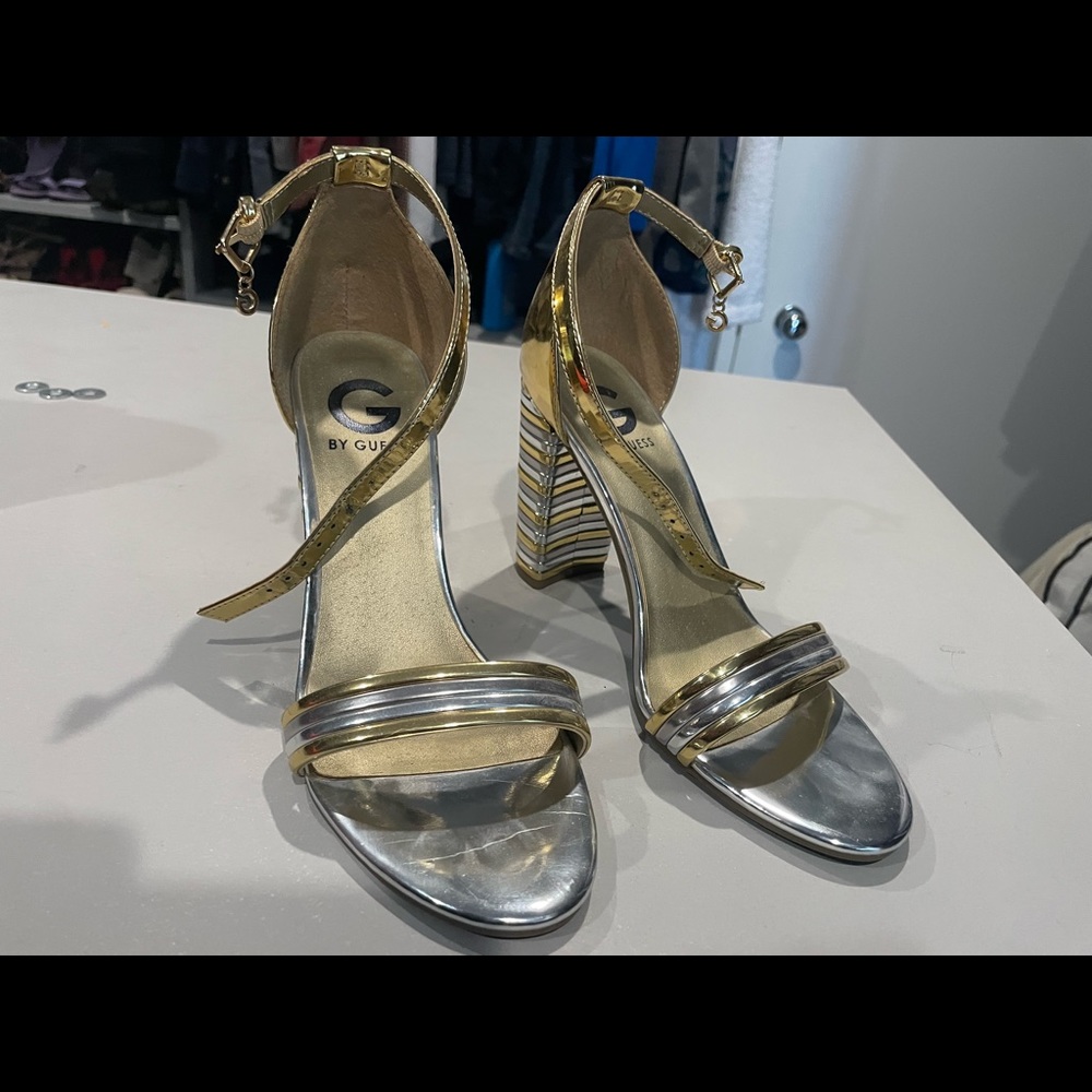 Silver and gold metallic sandals